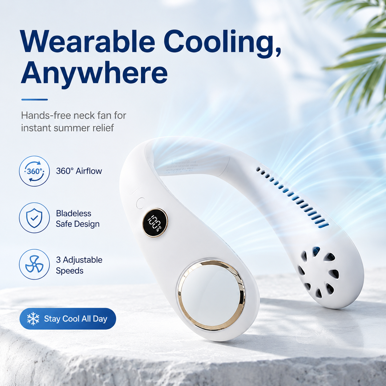 🔥LAST DAY 55% OFF - PortableNeck Fan - Hands - Free Cooling for Hot Summer Days