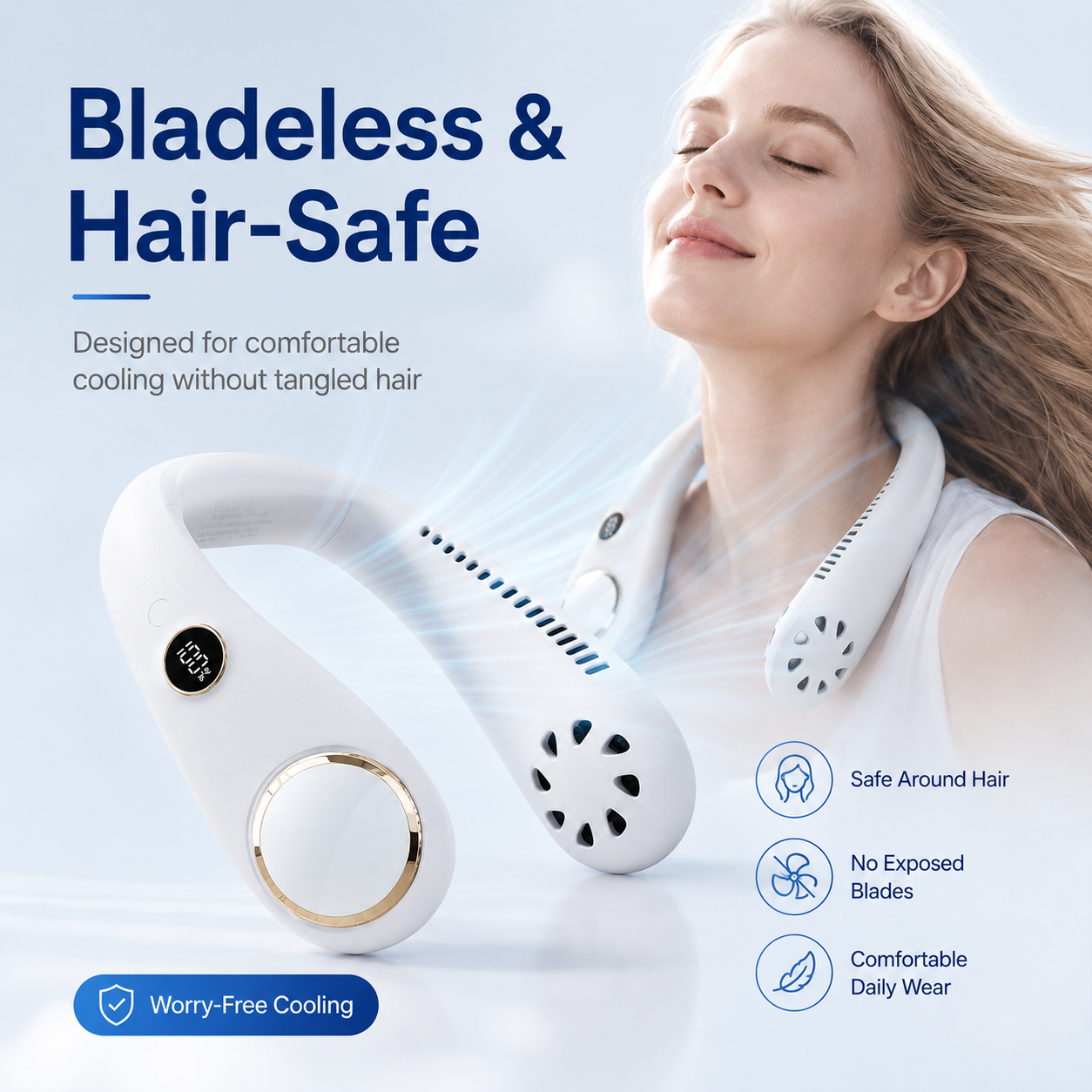 🔥LAST DAY 55% OFF - PortableNeck Fan - Hands - Free Cooling for Hot Summer Days